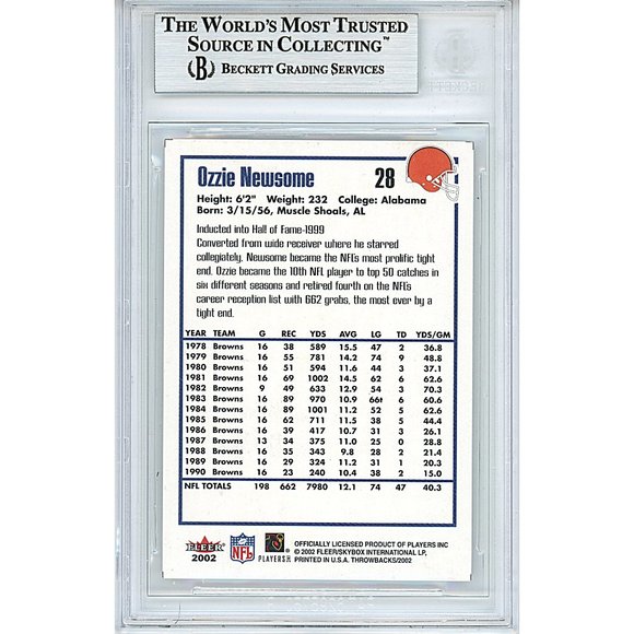 Ozzie Newsome Browns Signed 2002 Fleer Throwback Football Card Beckett Autograph - Picture 2 of 4